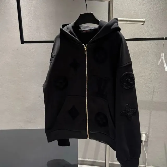 Louis Vuitton Zip-Up Hoodie Monogram Embroidered
