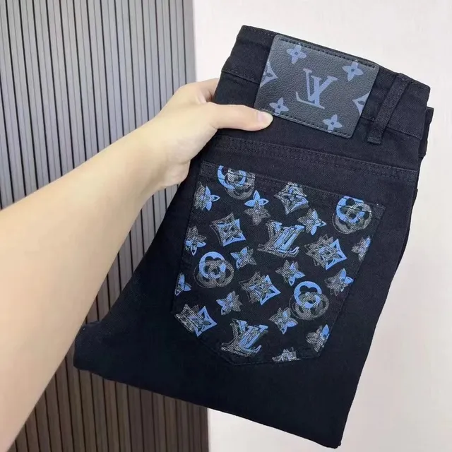 Louis Vuitton Denim Jeans Monogram Print Pocket