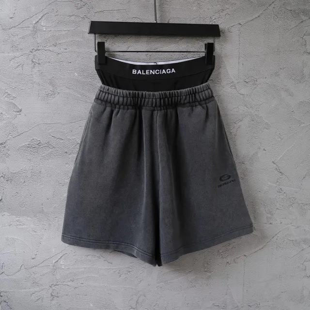 Balenciaga Logo Waistband Shorts Washed Grey