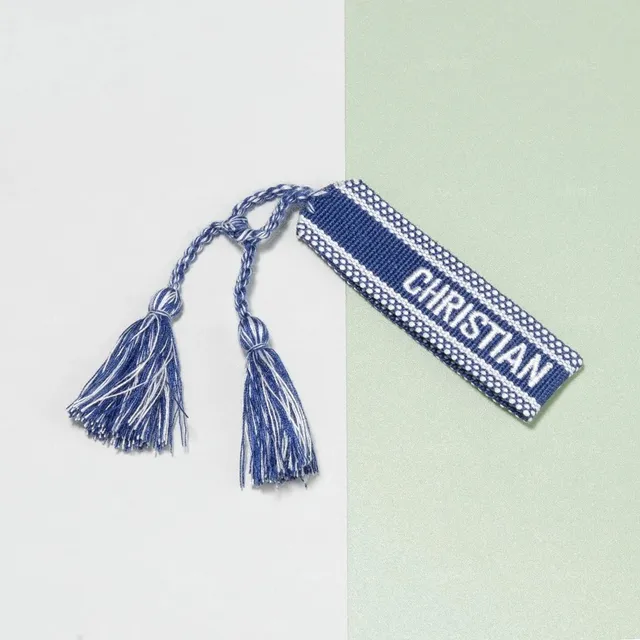 Dior Bookmark Tag Navy and White Woven