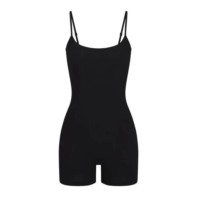SKIMS Ribbed Cami Romper Solid Black