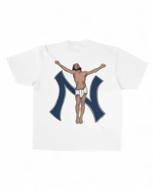 MLB × Travis Scott Graphic Tee Crucifix NY Logo