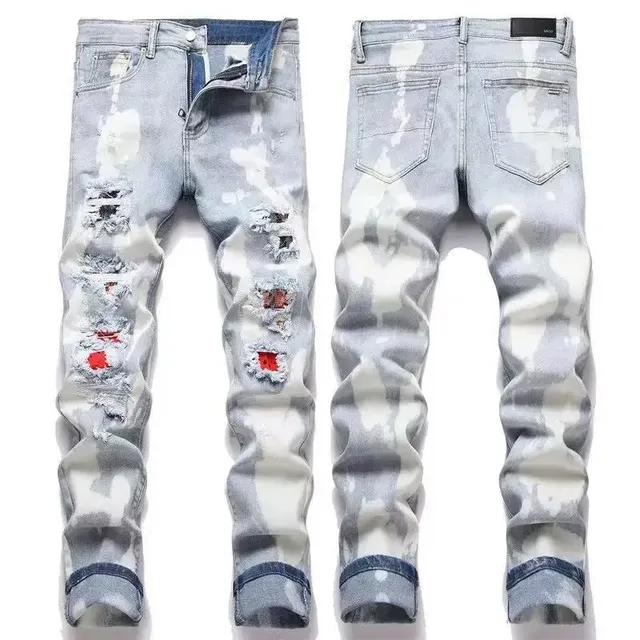 Distressed Slim Fit Jeans Bleach-Splatter Ripped