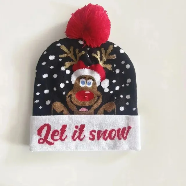 Knit Beanie Reindeer 'Let It Snow'