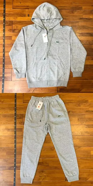 Lacoste Zip-Up Hoodie and Joggers Set Heather Grey