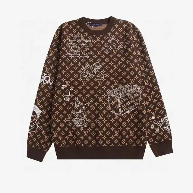 Louis Vuitton Monogram Knit Sweater Embroidered Trunk and Sketch Motif