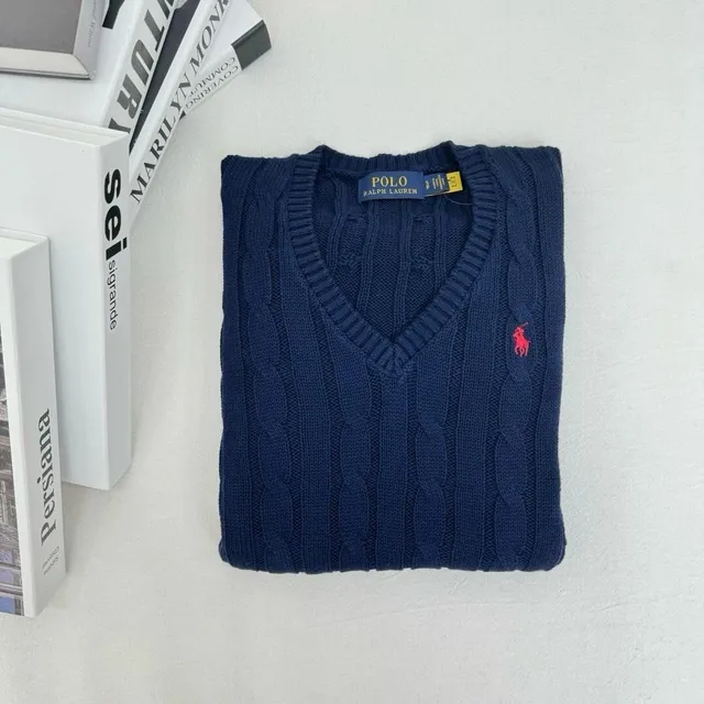 Polo Ralph Lauren Cable Knit V-Neck Sweater Classic Cable