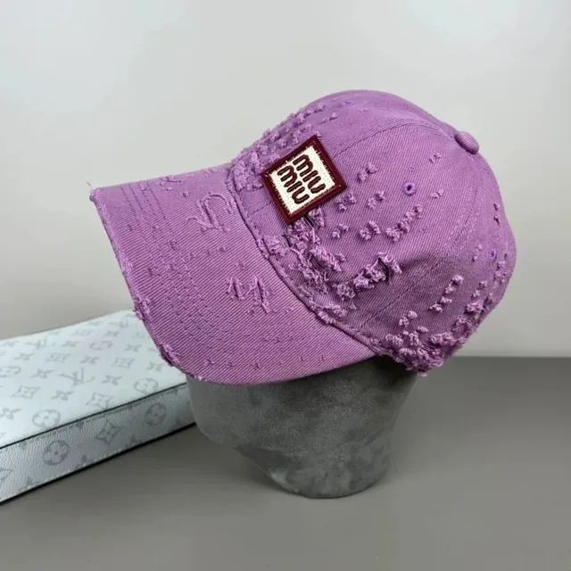 Miu Miu Baseball Cap Distressed Embroidered