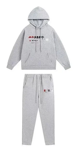 Hoodie and Joggers Set Heather Grey with Graphic Print