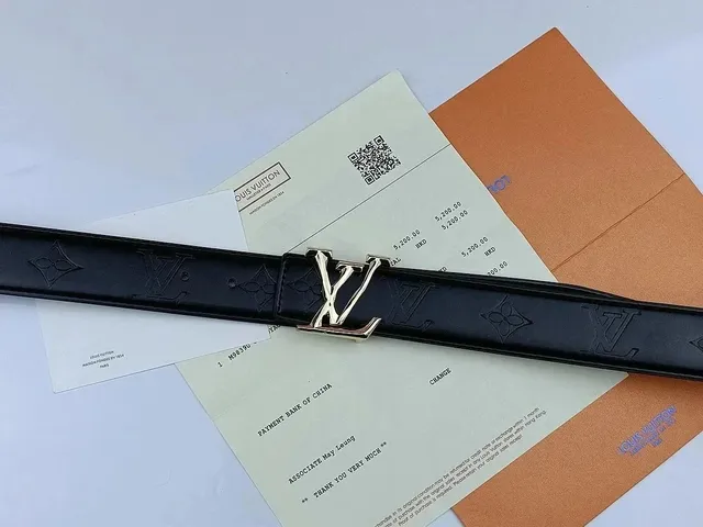Louis Vuitton LV Monogram Belt Gold Buckle