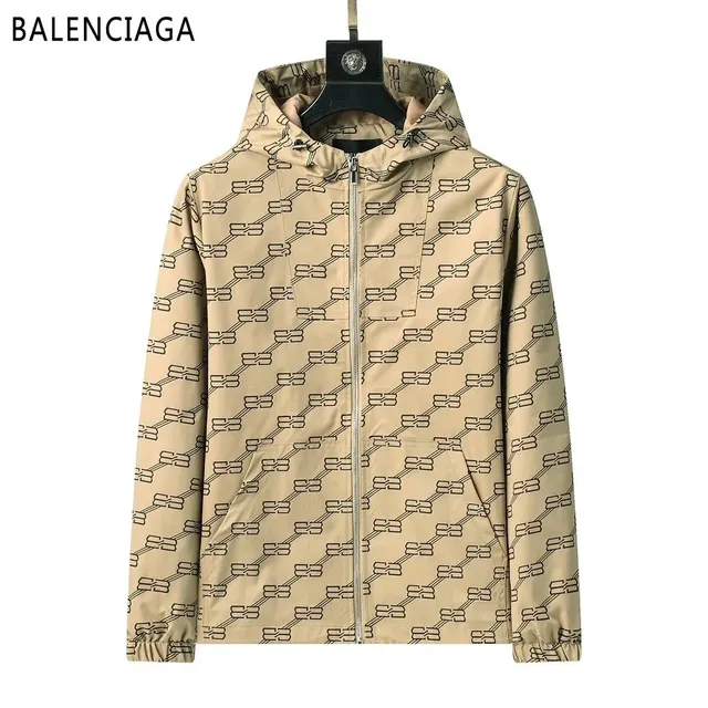 Balenciaga Logo-Print Hooded Jacket All-Over Logo