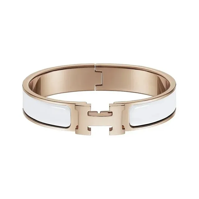 Hermès Clic H Bracelet White Enamel