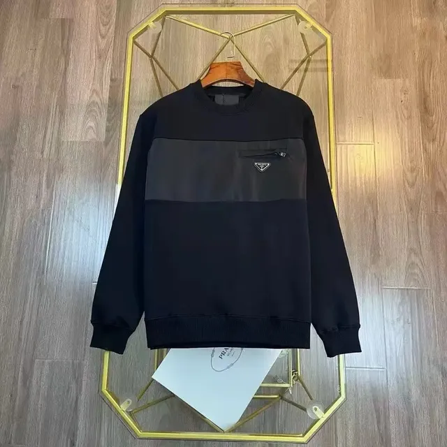 Prada Crewneck Sweatshirt Color-Block with Logo Patch