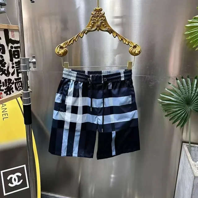 Burberry Checkered Swim Shorts Navy and Light Blue Check