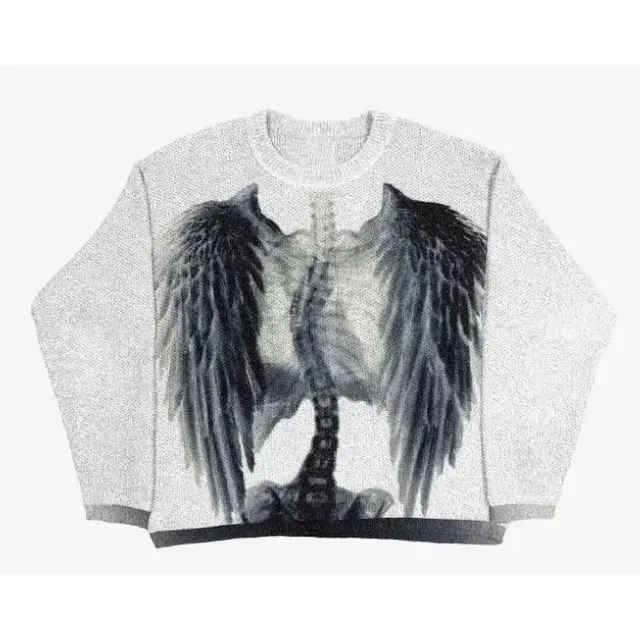Knit Sweater Wings and Spine Print