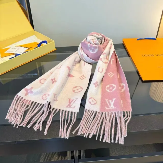 Louis Vuitton Monogram Shawl Pink and White