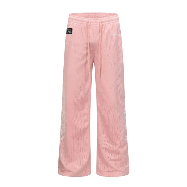 Chrome Hearts Mesh Joggers Pink Mesh with Embroidery