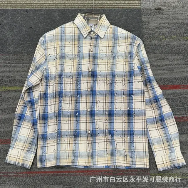 烫钻衬衫/蓝白