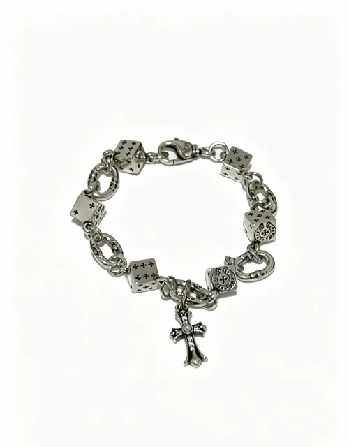 Chrome Hearts Dice Charm Bracelet Cross & Dice