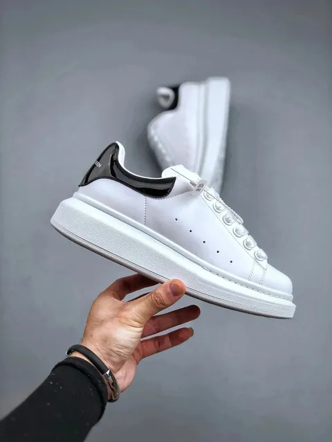 Alexander McQueen Oversized Sneaker Triple White with Black Patent