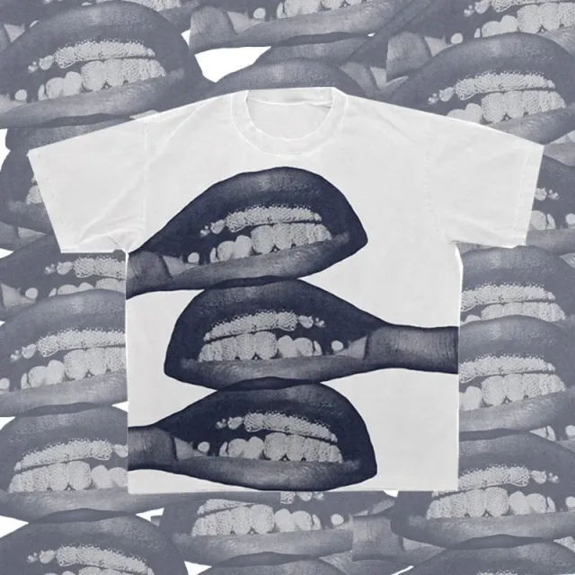 Rick Owens Graphic T-Shirt Triple Lips Print