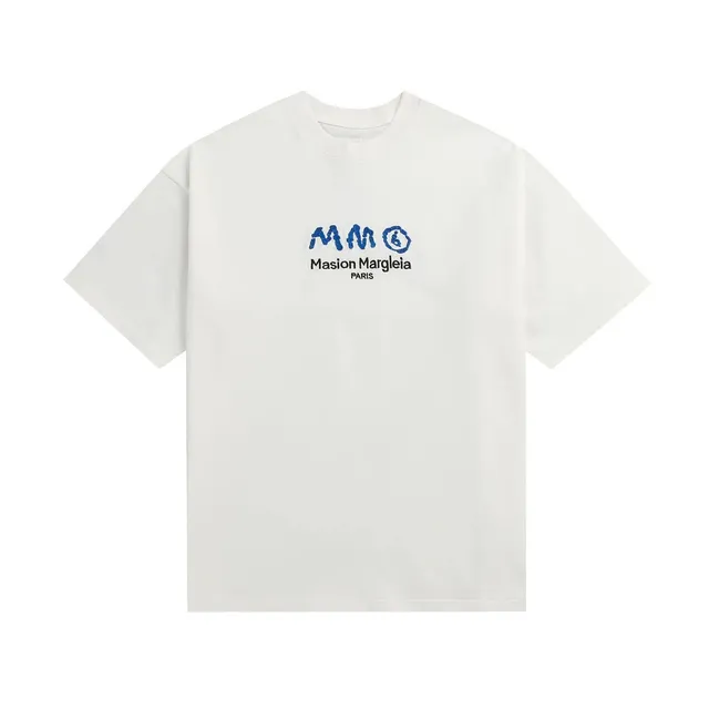 Maison Margiela Logo T-Shirt Blue Embroidered MM6