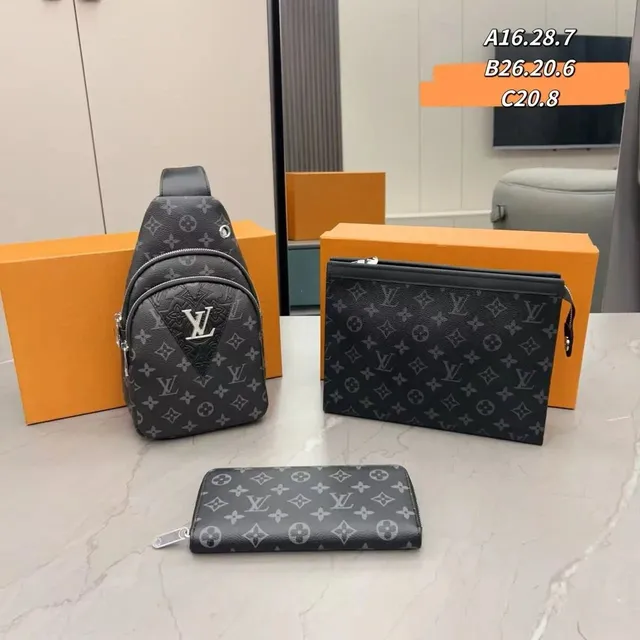Louis Vuitton Monogram Canvas Set Black and Grey