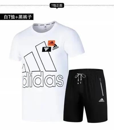 Adidas T-Shirt and Shorts Set White and Black