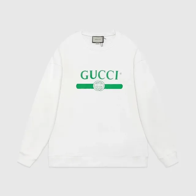 Gucci Crewneck Sweatshirt Green Logo Print
