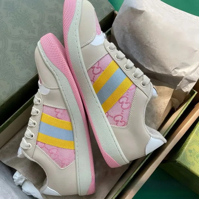 Gucci Rhyton Sneaker Pink Yellow Blue Web Stripe