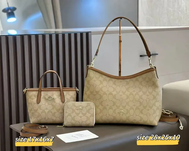 Gucci Signature Canvas Set Beige with Brown Trim