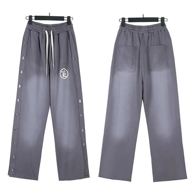 Wide-leg Joggers Embellished Side Studs