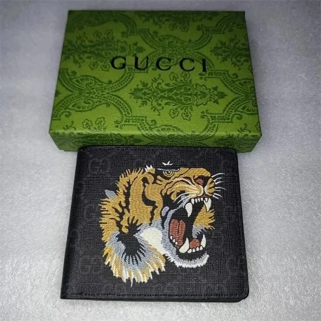 Gucci Tiger Embroidered Wallet Black GG Supreme with Tiger