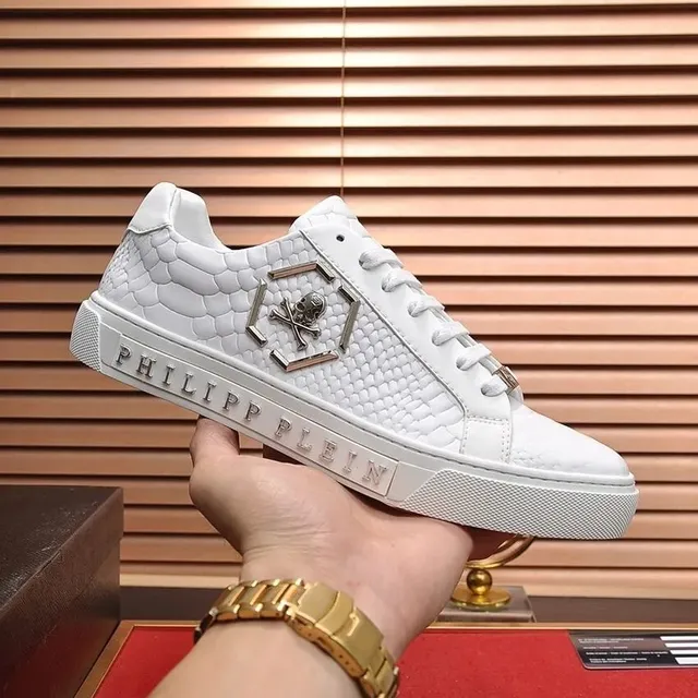 Philipp Plein Skull Logo Sneaker White Snake-Embossed