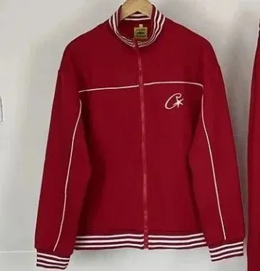 Corteiz Track Jacket Red with White Stripes
