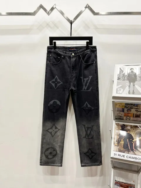 Louis Vuitton Monogram Jeans Distressed Black