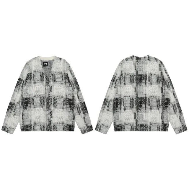 Stüssy Knit Cardigan Plaid Pattern