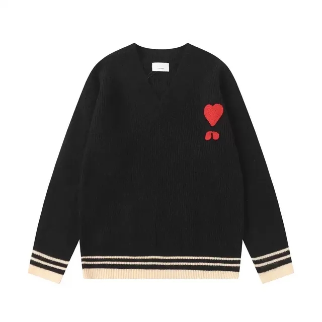 Acne Studios V-Neck Sweater Heart Embroidery