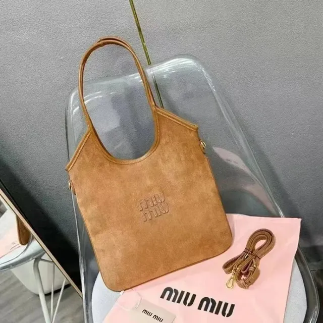 Miu Miu Tote Bag Suede Logo