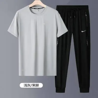 Nike T-Shirt and Joggers Set Light Grey/Black