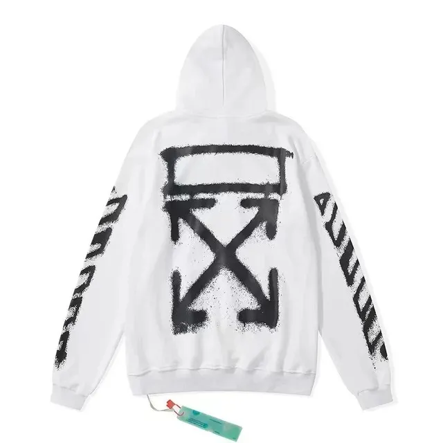 Off-White Zip-Up Hoodie Diagonal Arrows Print