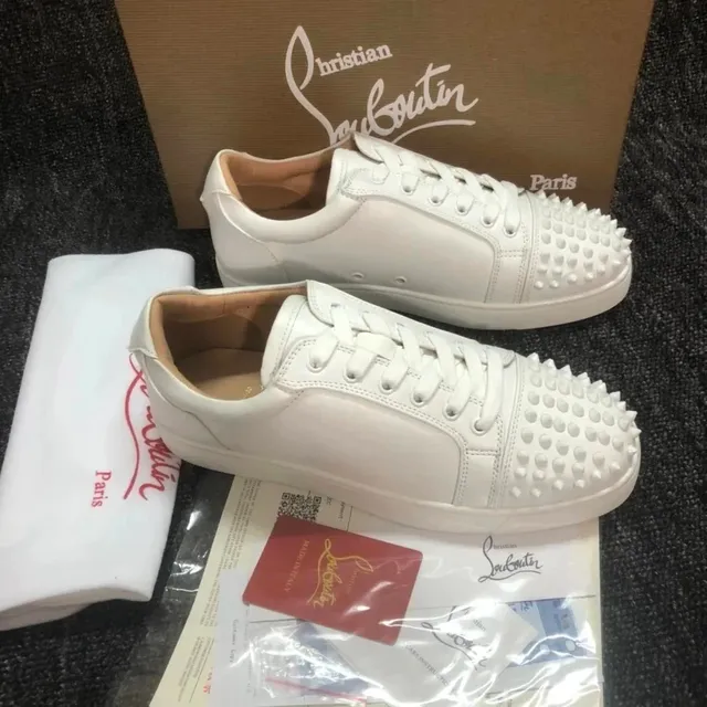 Christian Louboutin Louis Junior Spikes White Leather