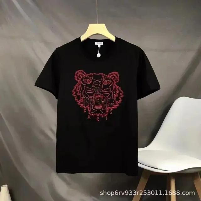 Kenzo Tiger Embroidered Tee Red Outline Tiger
