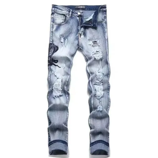 Amiri Distressed Jeans Snake Patch
