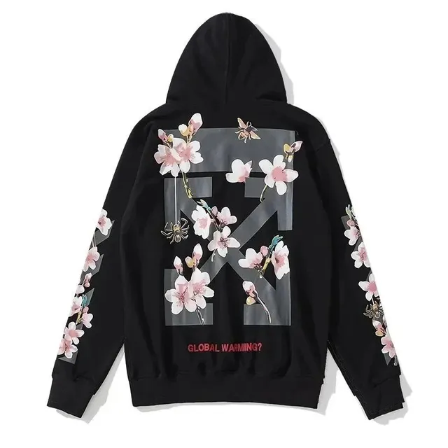 Off-White Hooded Sweatshirt Floral Arrow Print