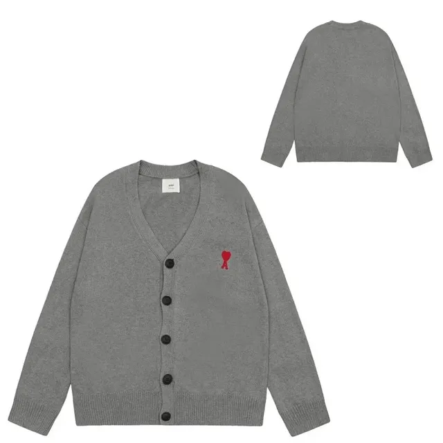 Amiri V-Neck Cardigan Red Heart Embroidery