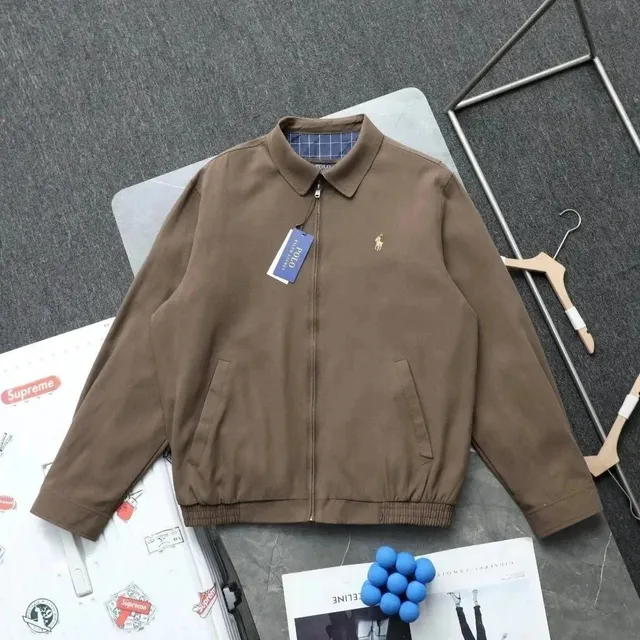Polo Ralph Lauren Classic Fit Cotton Jacket Brown with Navy Check Lining