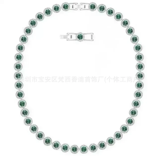 绿水晶罗马白金项链