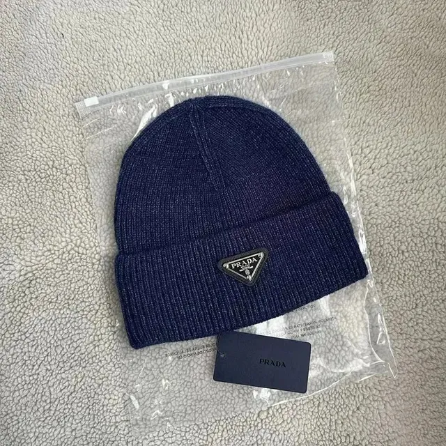 Prada Knit Beanie Triangle Logo