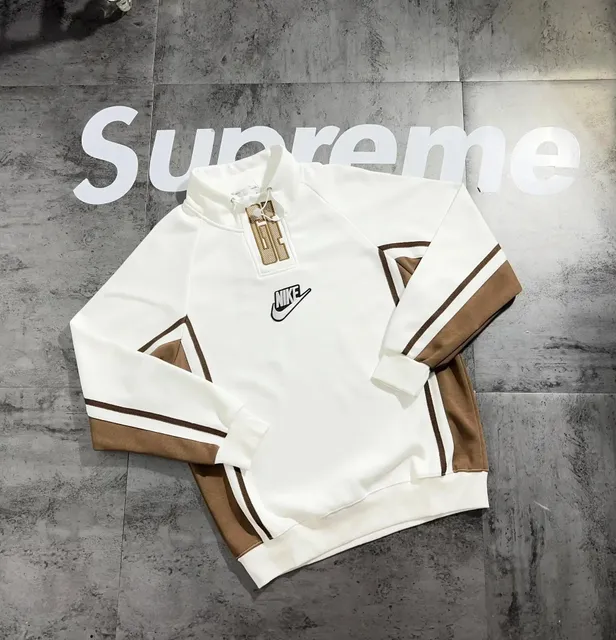 Nike × Supreme Half-Zip Sweatshirt White/Brown Panel